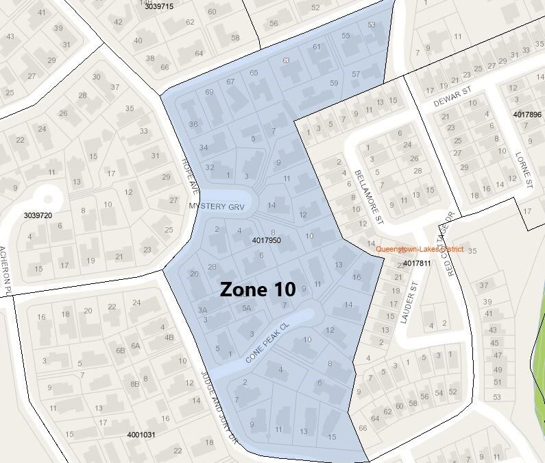 Cone Peak Close, Erskine Street, Hope Ave, Judge & Jury Drive, Mystery Grove – Zone 10